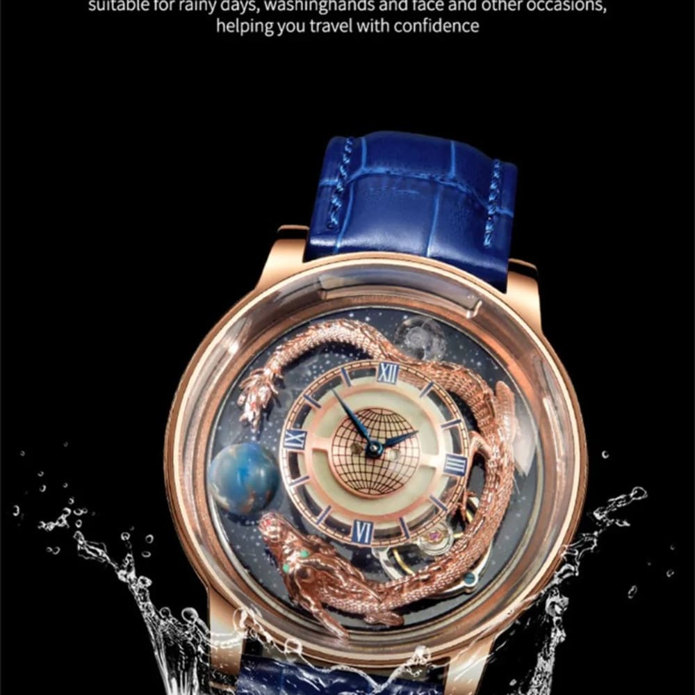 PINDU New Celestial Tourbillon Man Watch: Blue Rose Gold Jacob Co Leather Watch